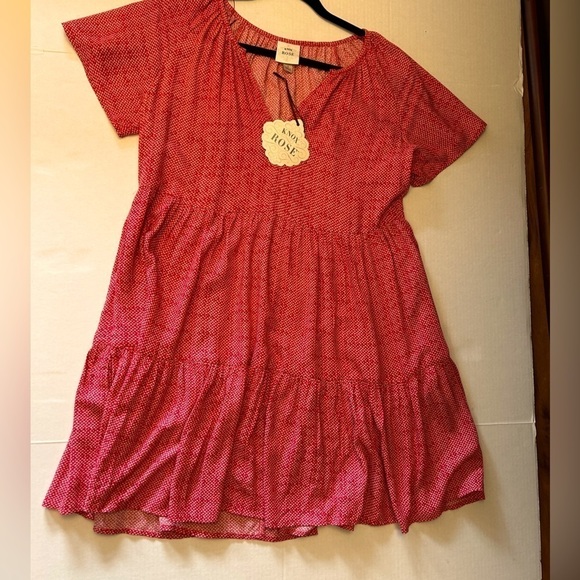 Knox Rose short sleeve Shift Tiered Dress Bonefire red Size Small NWT D16 - Picture 3 of 10